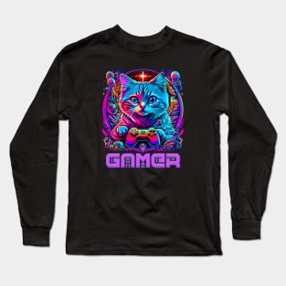 Gamer cat Long Sleeve T-Shirt